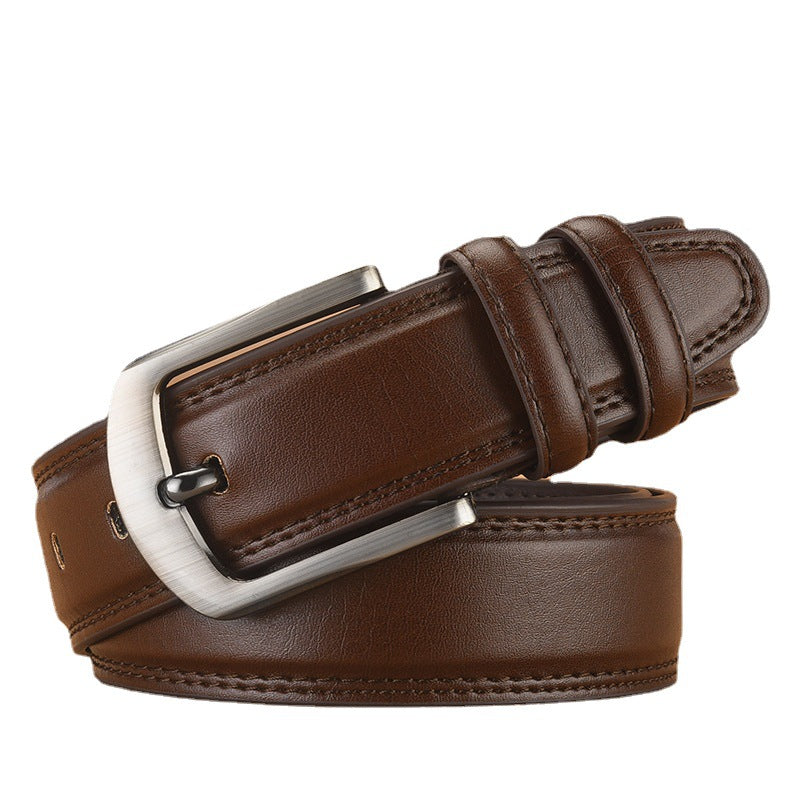Herren Rindsleder Gürtel | Business Freizeit Dornschließe elegant