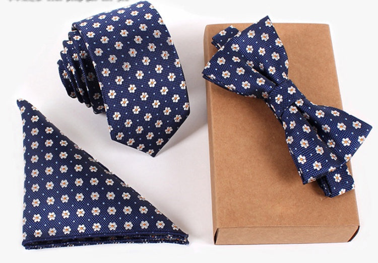 Men's Tie Set Slim Bow Tie Pocket Square elegant festive