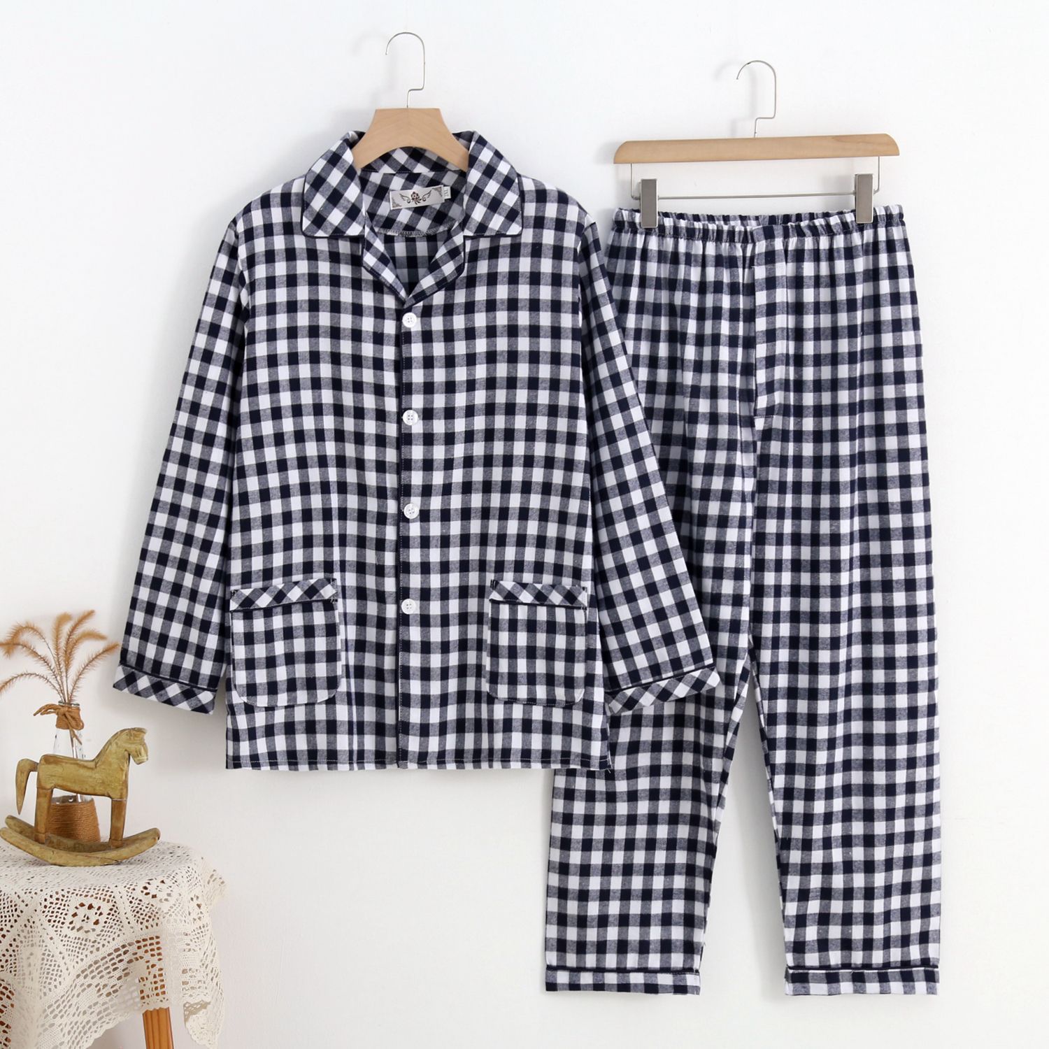 Herren Flanell Pyjama Warm | Winter Nachtwäsche Set