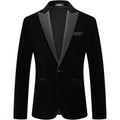 Men's Velvet Blazer with Lapel Collar – Elegant One-Button Suit Jacket