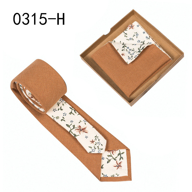 Herren Krawatte floral Baumwolle Einstecktuch elegant modern
