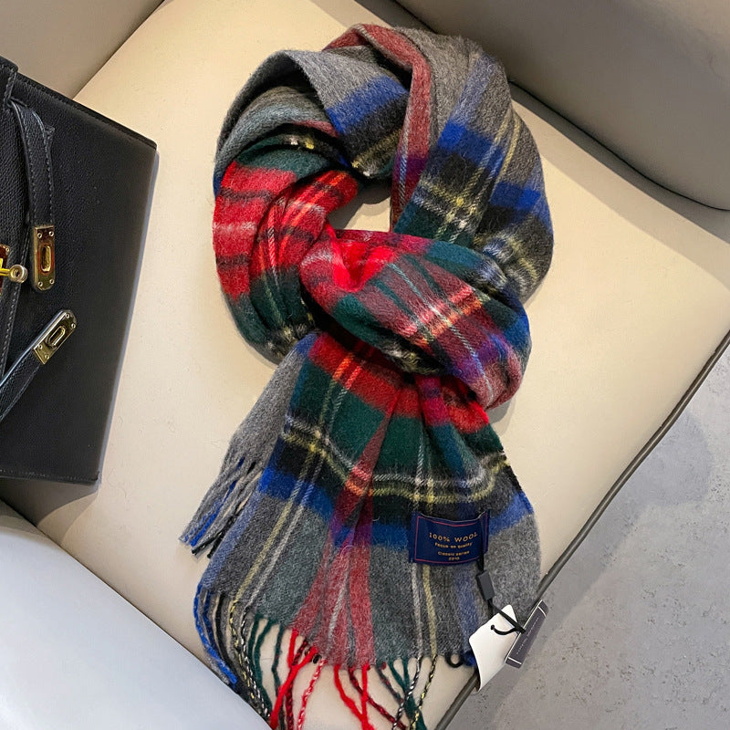 Men's Wool Scarf Winter warm modern Red Green Grey stylish