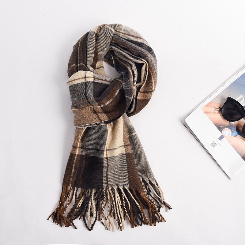 Women's Plaid Scarf Winter Warm Long Soft Thick Scarf Elegant