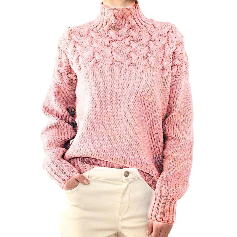 Cable Knit Turtleneck Sweater – Elegant Women's Long-Sleeve Knit Sweater