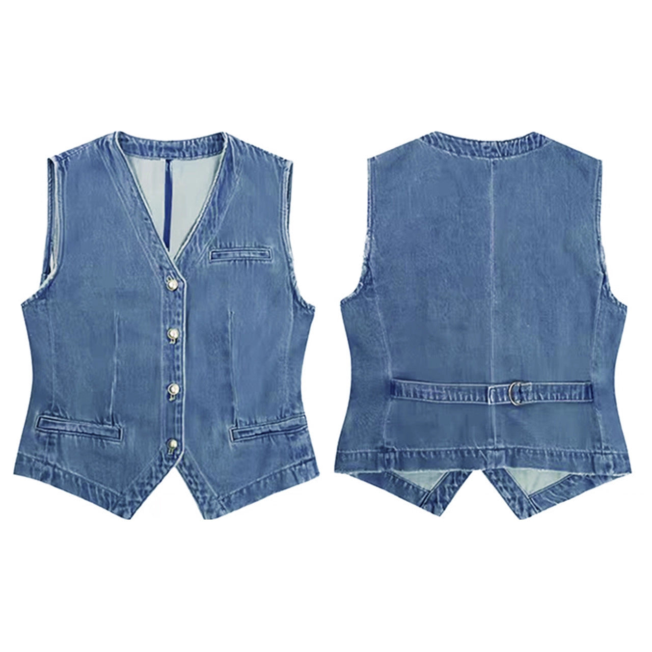 Damen Denim Mini-Weste – Gewaschen, Trendy & Modern