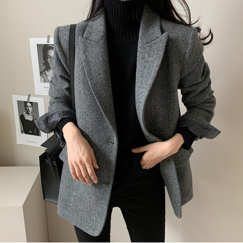 Damen Wollblazer Einfarbig – Elegant, Warm & Zeitlos