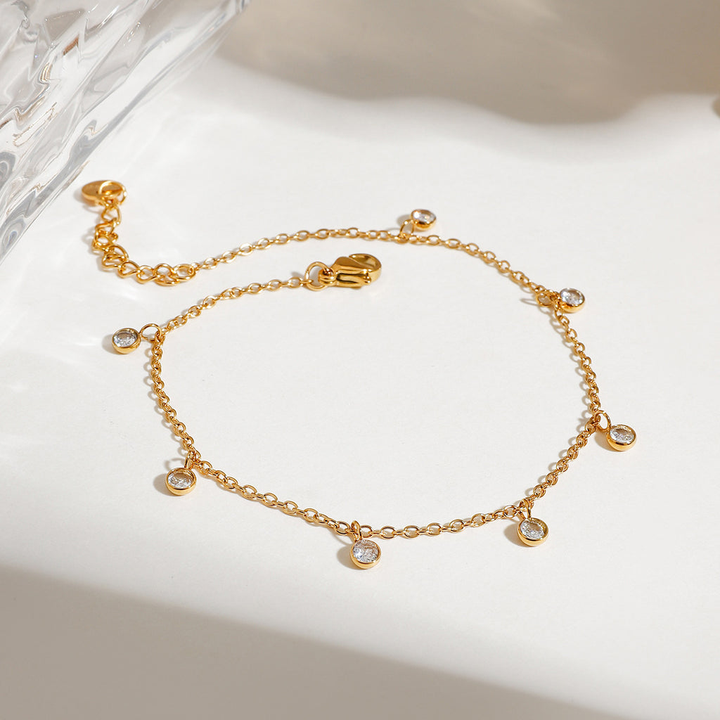 Stainless Steel Zirconia Anklet for Women - Elegant & Versatile