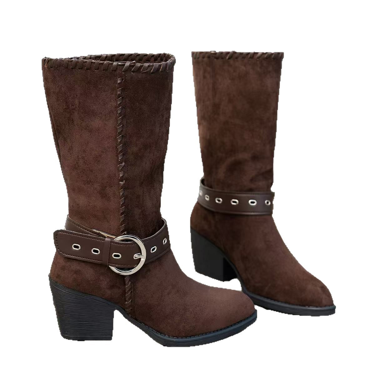 Women's Mid-Calf Boots Pointed Toe – Elegant Buckle Boots
