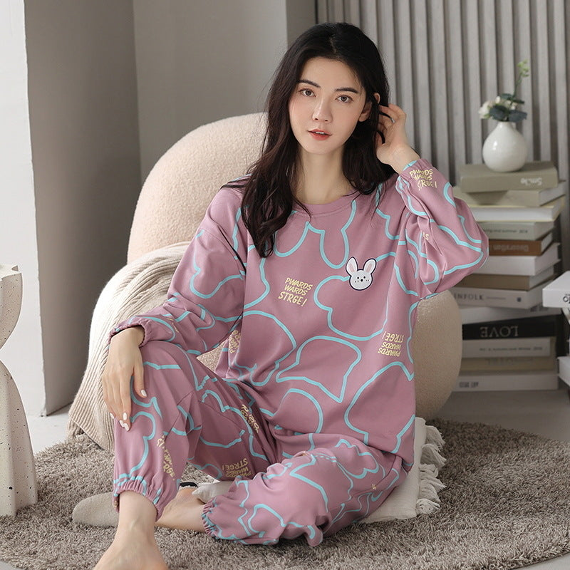 Women's Printed Pyjama Set – Long-Sleeved Pyjamas Autumn Winter
