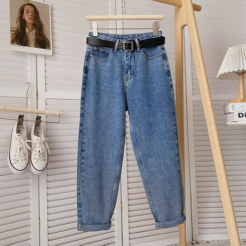 Women's Cropped Dad Jeans for Petite – Figure-Hugging Straight Leg Trousers