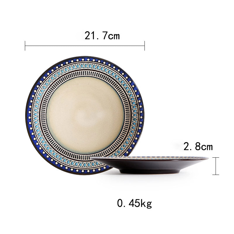 Keramik Teller Vintage | Japanischer Stil Flacher Design Teller