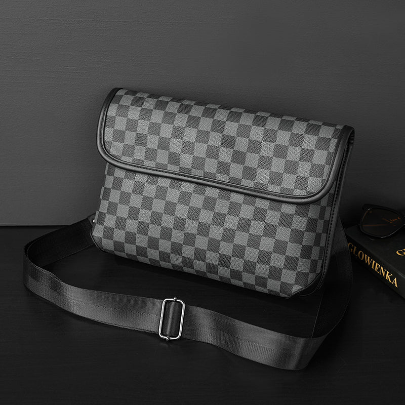 Men's Leather Shoulder Bag Check | Crossbody Street Messenger Bag