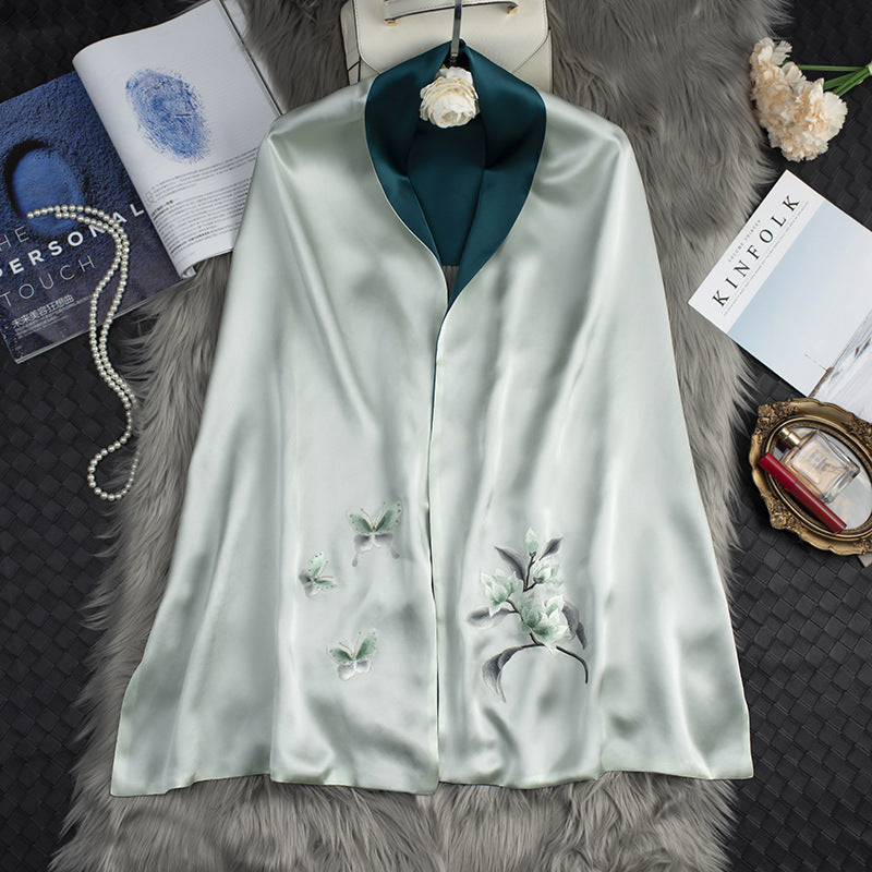 Women's Silk Scarf Embroidery Elegant Cheongsam Long Luxury Shawl