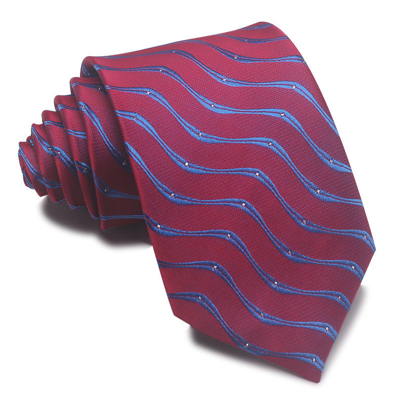 Men's Tie 8cm Striped Business Elegant Red Blue Black