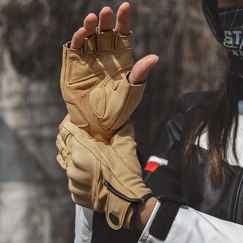Motorradhandschuhe Ziegenleder dünn rutschfest präzise Herren