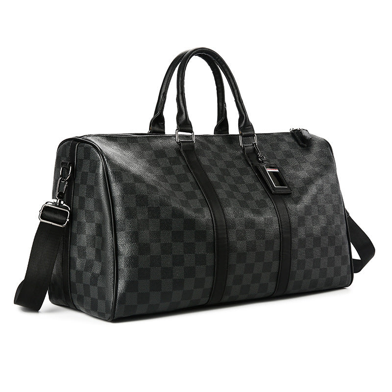 Large Crossbody Travel Bag Checkered Design - Korean Shoulder Bag