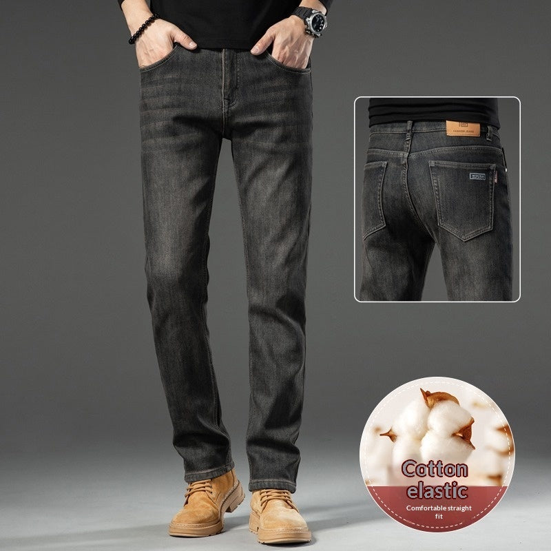 Men's Retro Fabric Trousers Slim Fit – Straight Cut Casual Trousers