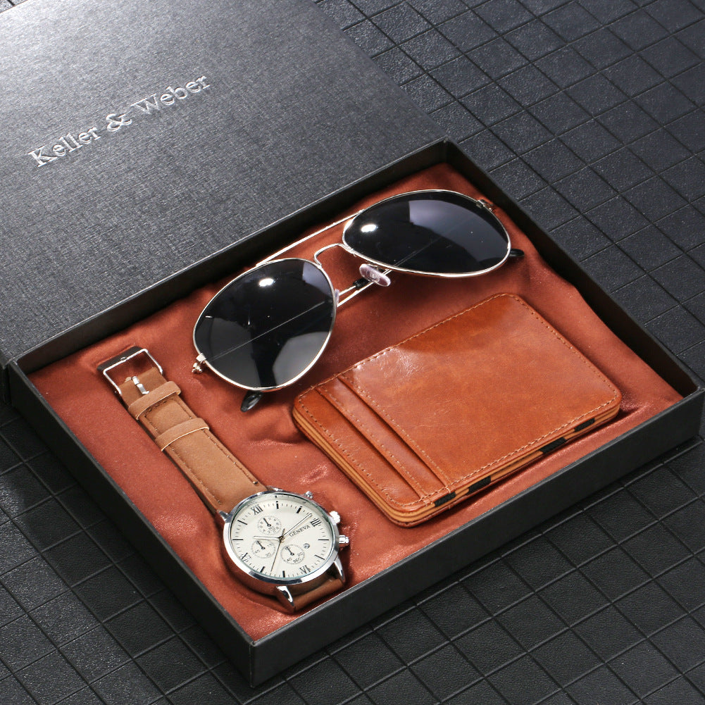 Men's Gift Set Watch Glasses Wallet | Gift Box Set