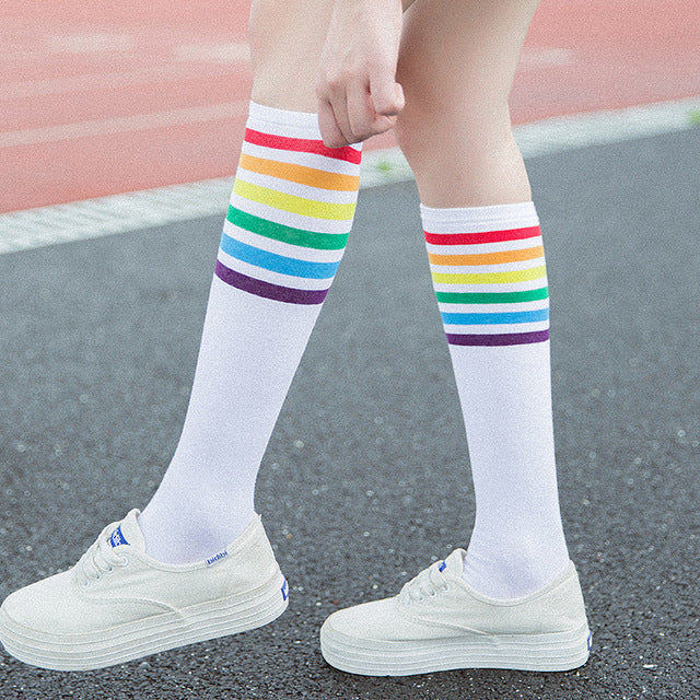 Women's Striped Knee-High Socks | Sporty Over-the-Knee Socks
