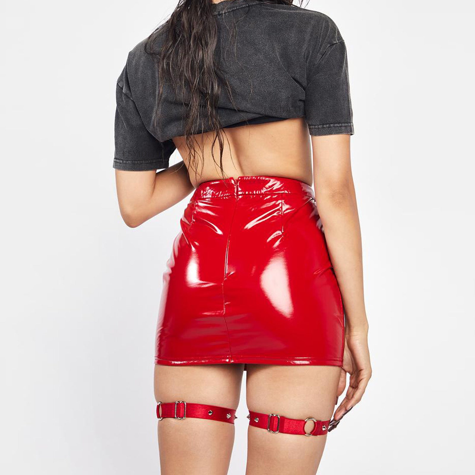 Sexy Ladies Leather Skirt | Trendy Figure-Hugging Mini Skirt