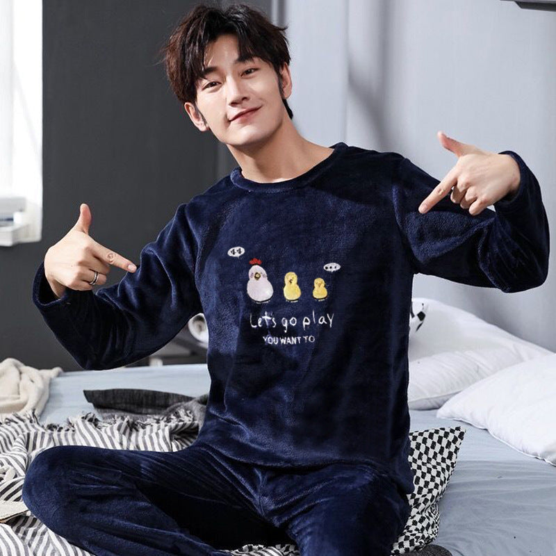 Herren Pyjama Korallenfleece Winter | Warmes Homewear Set