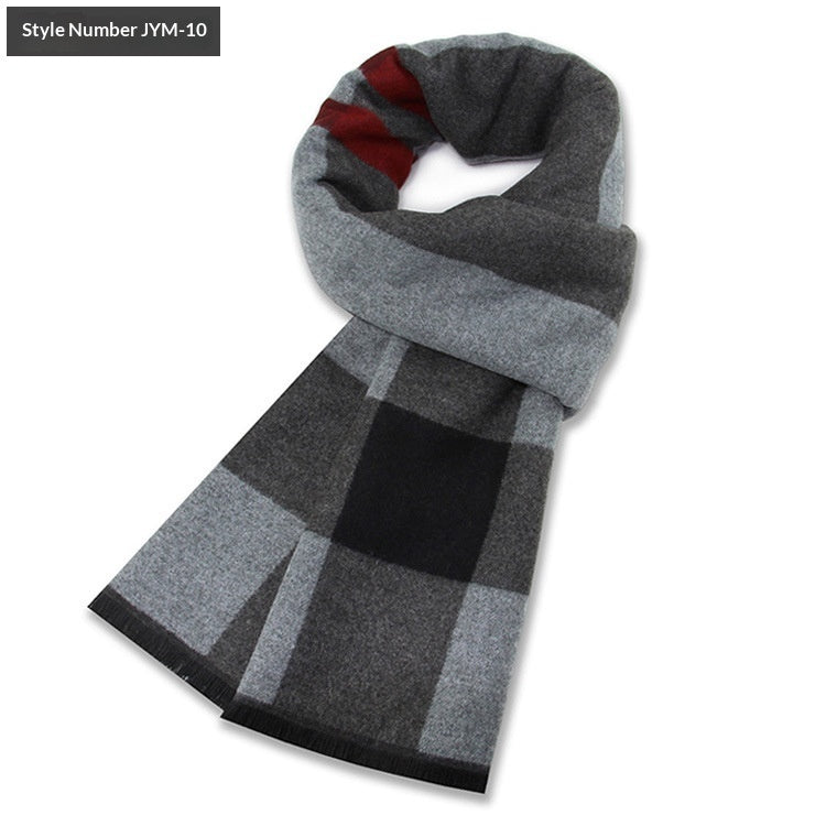 Men's Scarf Plaid Warm Wool Blend Winter Thick Elegant