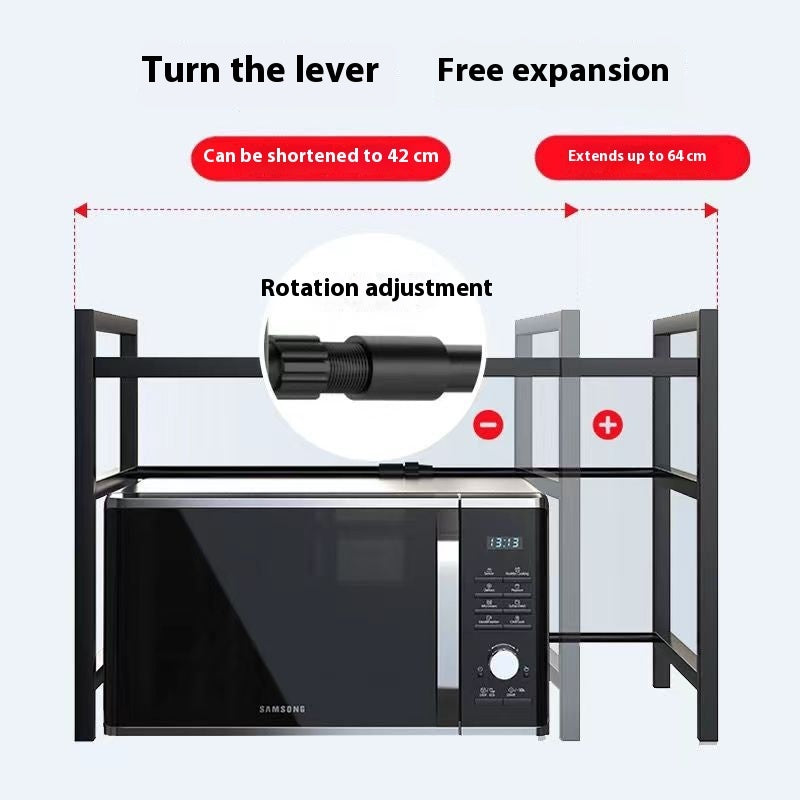 Extendable Microwave Shelf | Adjustable Steel Kitchen Rack