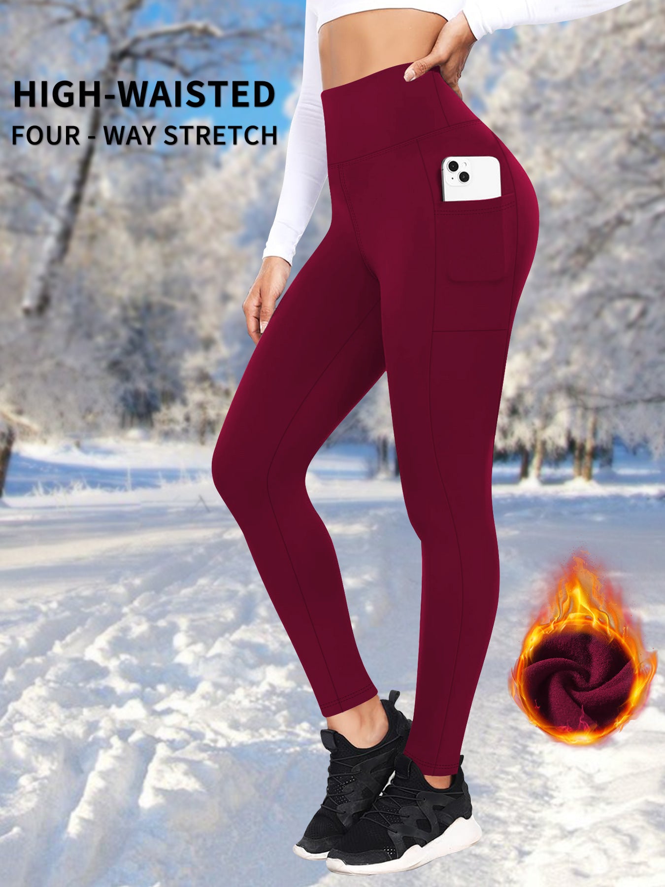 Women's Thermal Yoga Leggings with Pockets – Lined Winter Warm