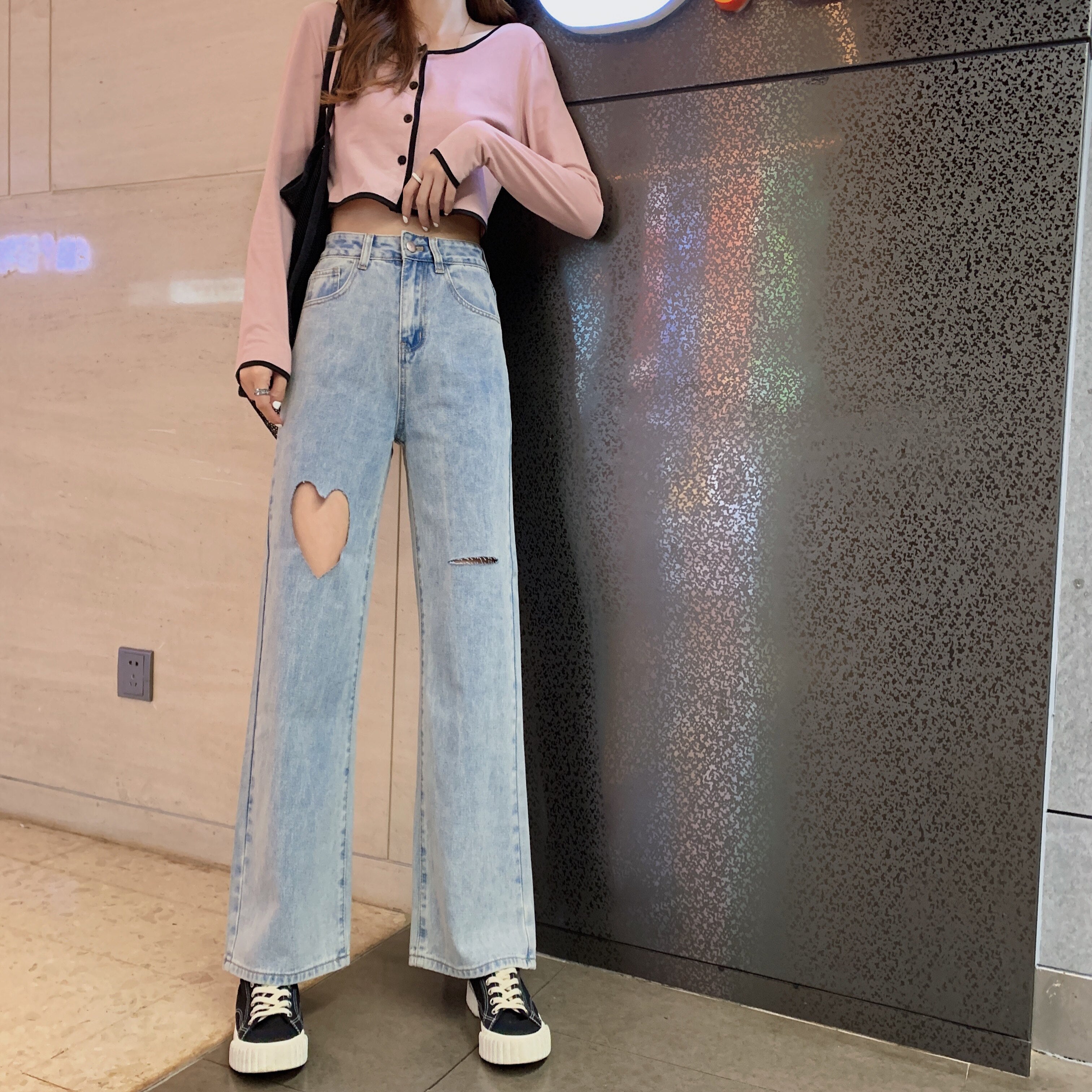 Women's Distressed Jeans | Trendy Love Ripped Denim Pants