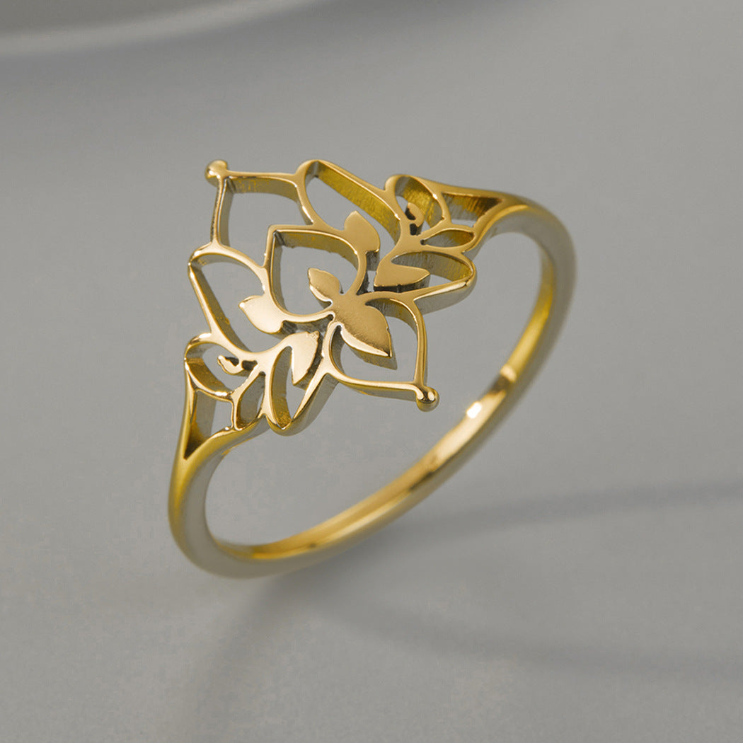 Trendiger Lotusblumenring aus Edelstahl