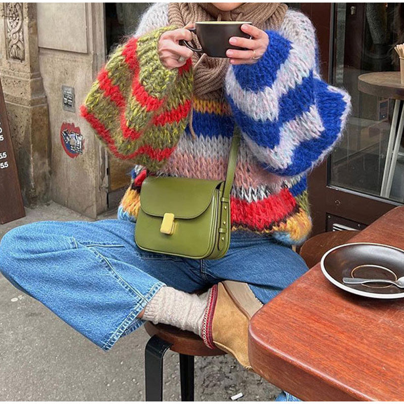 Damen Oversize Streifenpullover | Moderner Colorblock Look