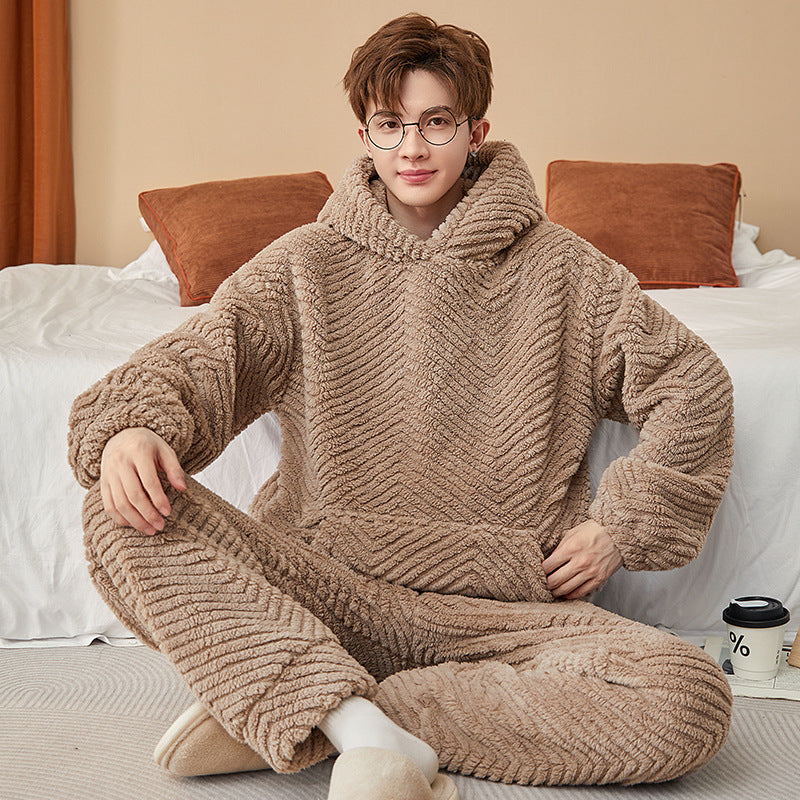 Herren Flanell Homewear | Korallenfleece Freizeitanzug Warm