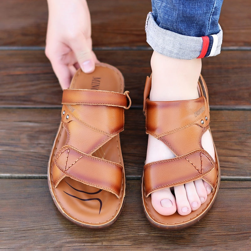 Herren Premium Leder Sandalen Strand Komfort Mode Schuhe