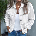 Women's Coat with Fringe & Cut-Outs – Elegant Patchwork Designer Look