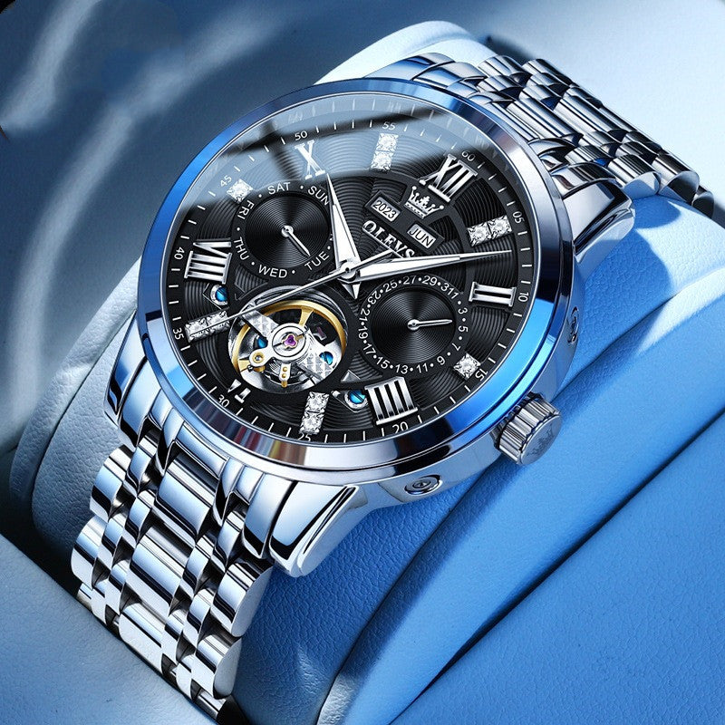 Herren Automatik Uhr Stahl wasserdicht | klassisch multifunktion