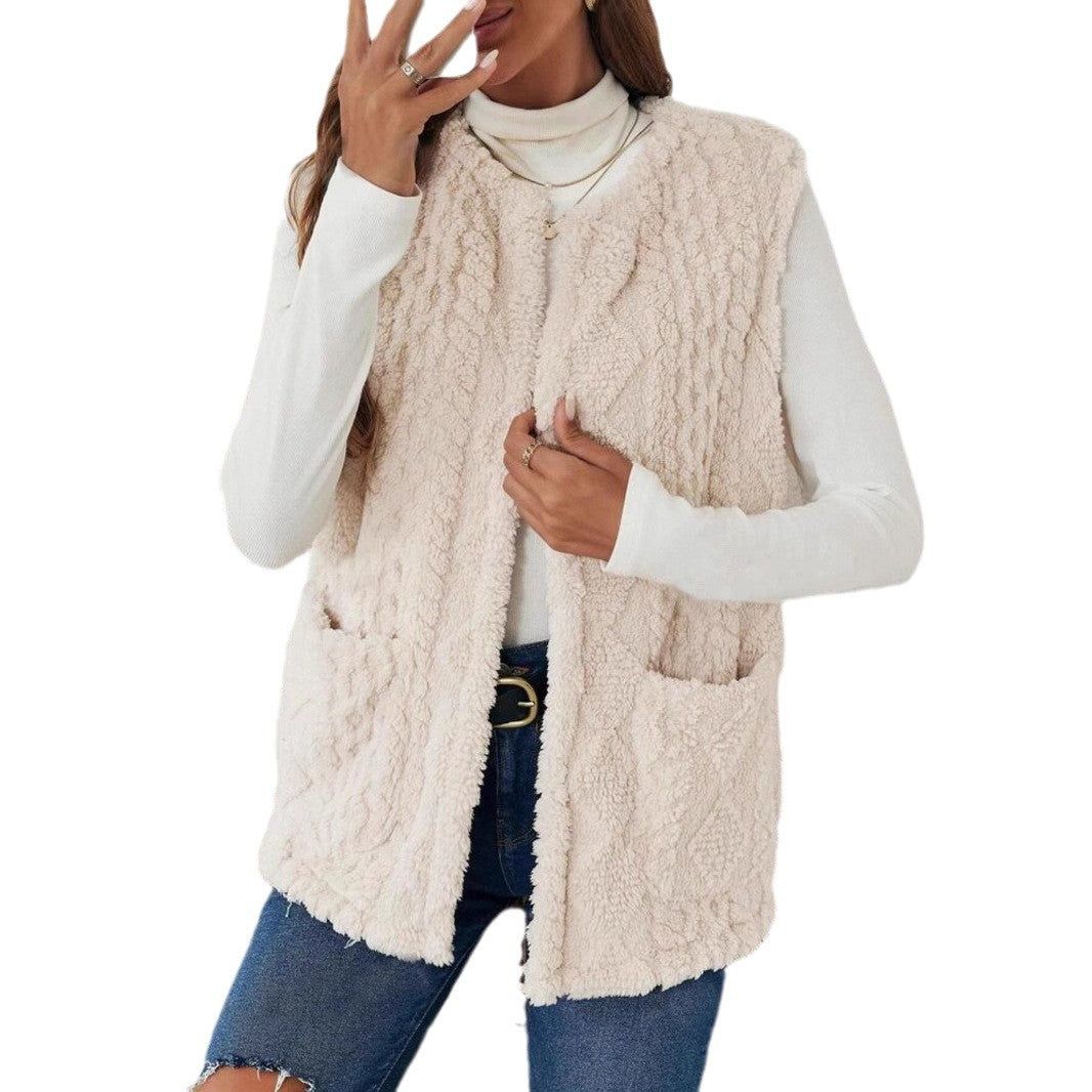 Damen Cardigan mit Plüsch-Taschen – Lässig, Warm & Stilvoll