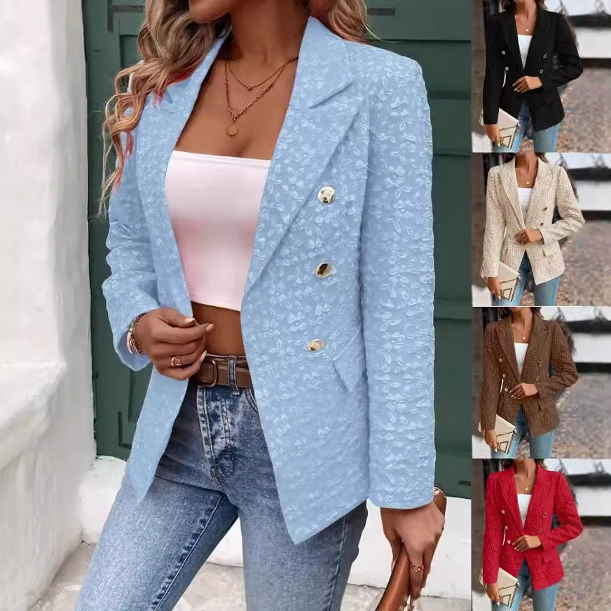 Damen Blazer Doppelreihig – Einfarbig, Elegant & Wintertauglich