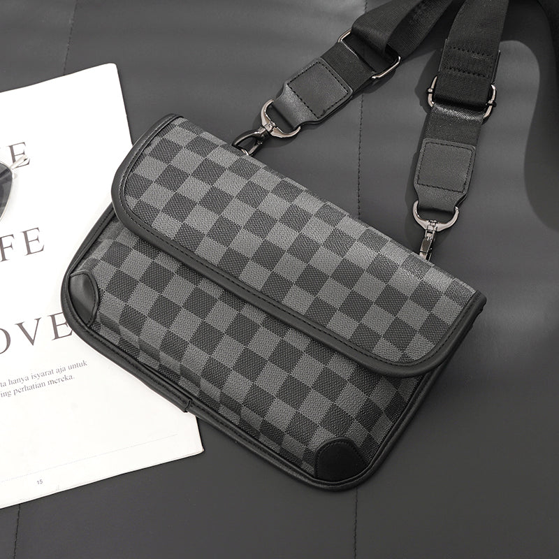 Men's Leather Shoulder Bag Check | Crossbody Street Messenger Bag