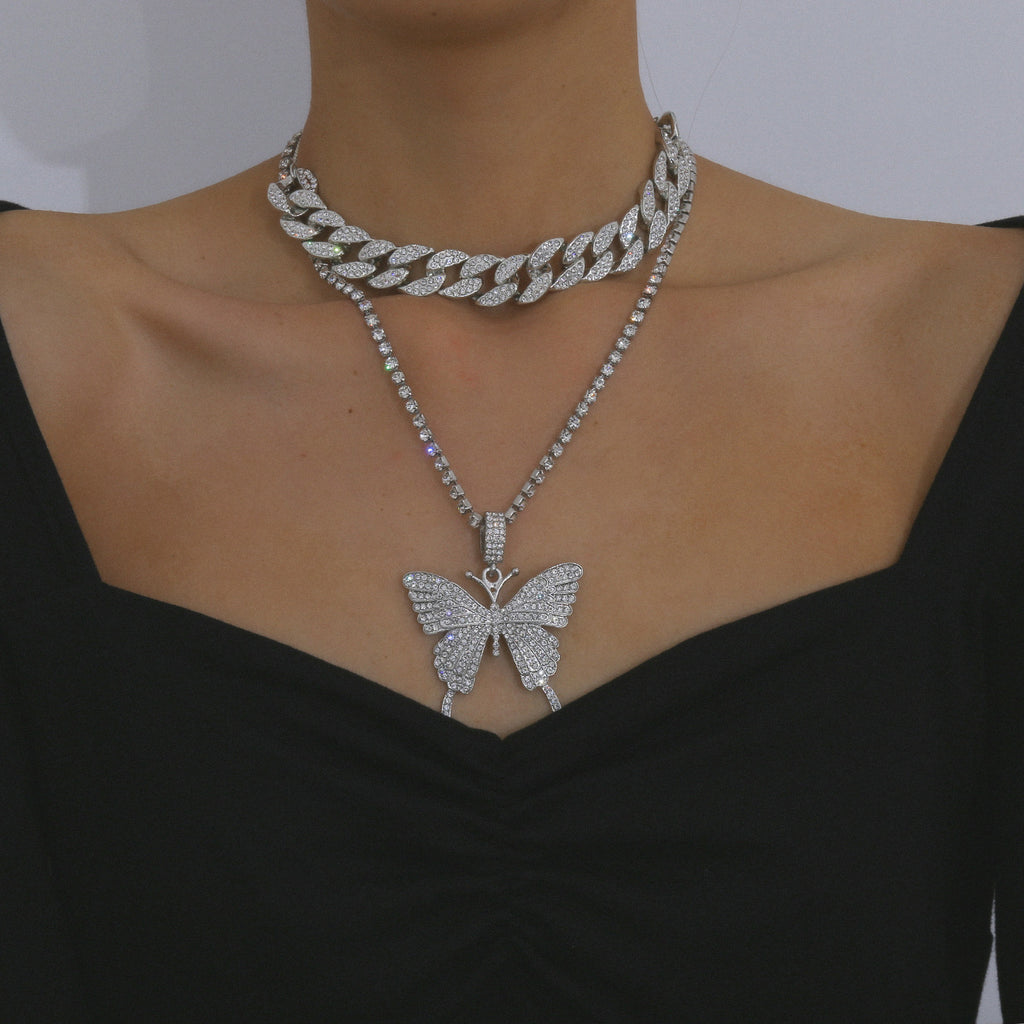 Sparkling Butterfly Necklace with Zircon – Elegant Women's Jewelry