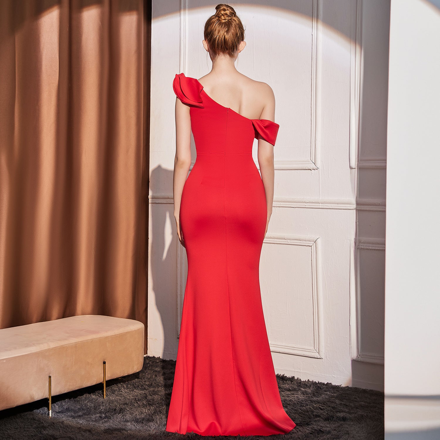 Luxury One-Shoulder Evening Dress | Elegant Maxi Dress with Slit