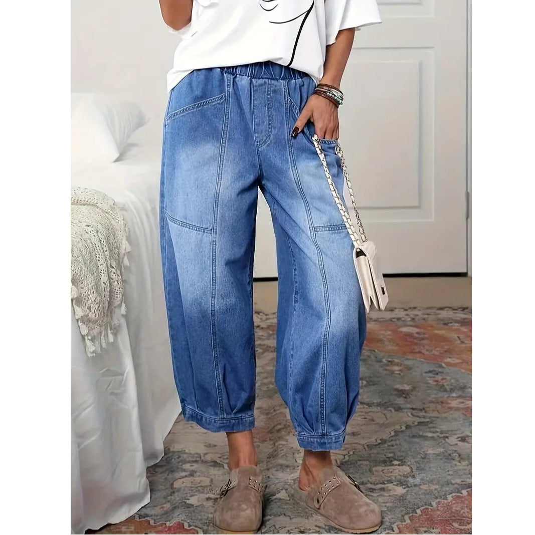 Women's High Waist Capri Jeans in Retro Style – Elegant Denim Pants