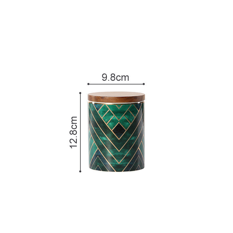 Luxury Ceramic Storage Jar | Emerald Green Canister | Airtight Kitchen