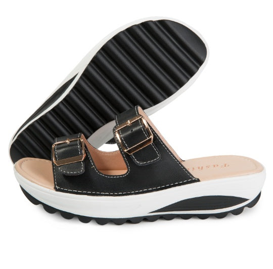 Women's Platform Sandals Leather | Comfortable Wedge Heel Shoes