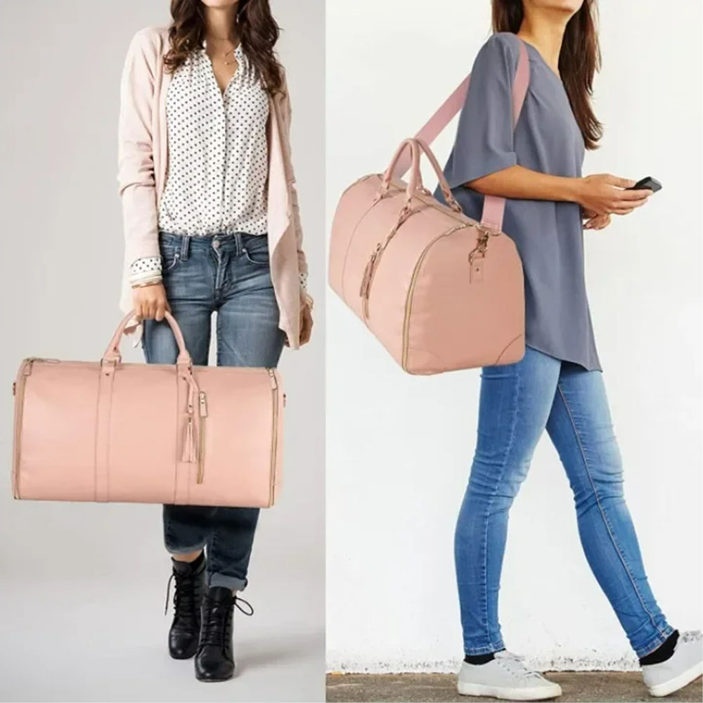 Women's Travel Bag PU Leather Foldable Large Carry-on Elegant