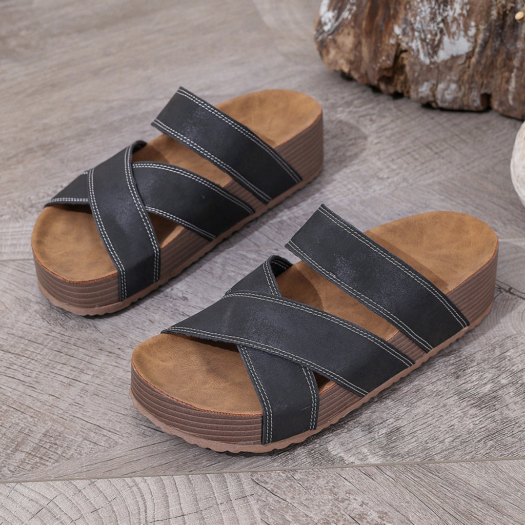 Women's Retro Beach Slides - Flat Comfort Beach Slippers