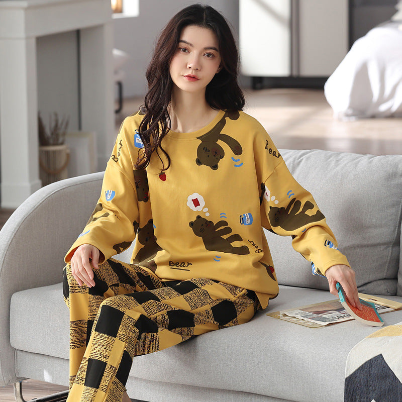 Women's Printed Pyjama Set – Long-Sleeved Pyjamas Autumn Winter