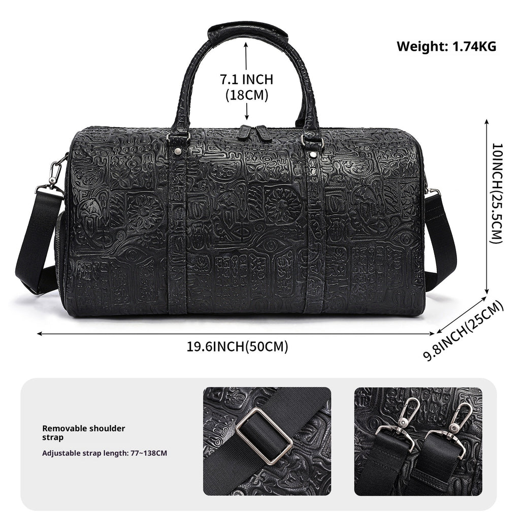 Men's Genuine Leather Retro Embossed Handbag – Elegant Vintage Shoulder Bag