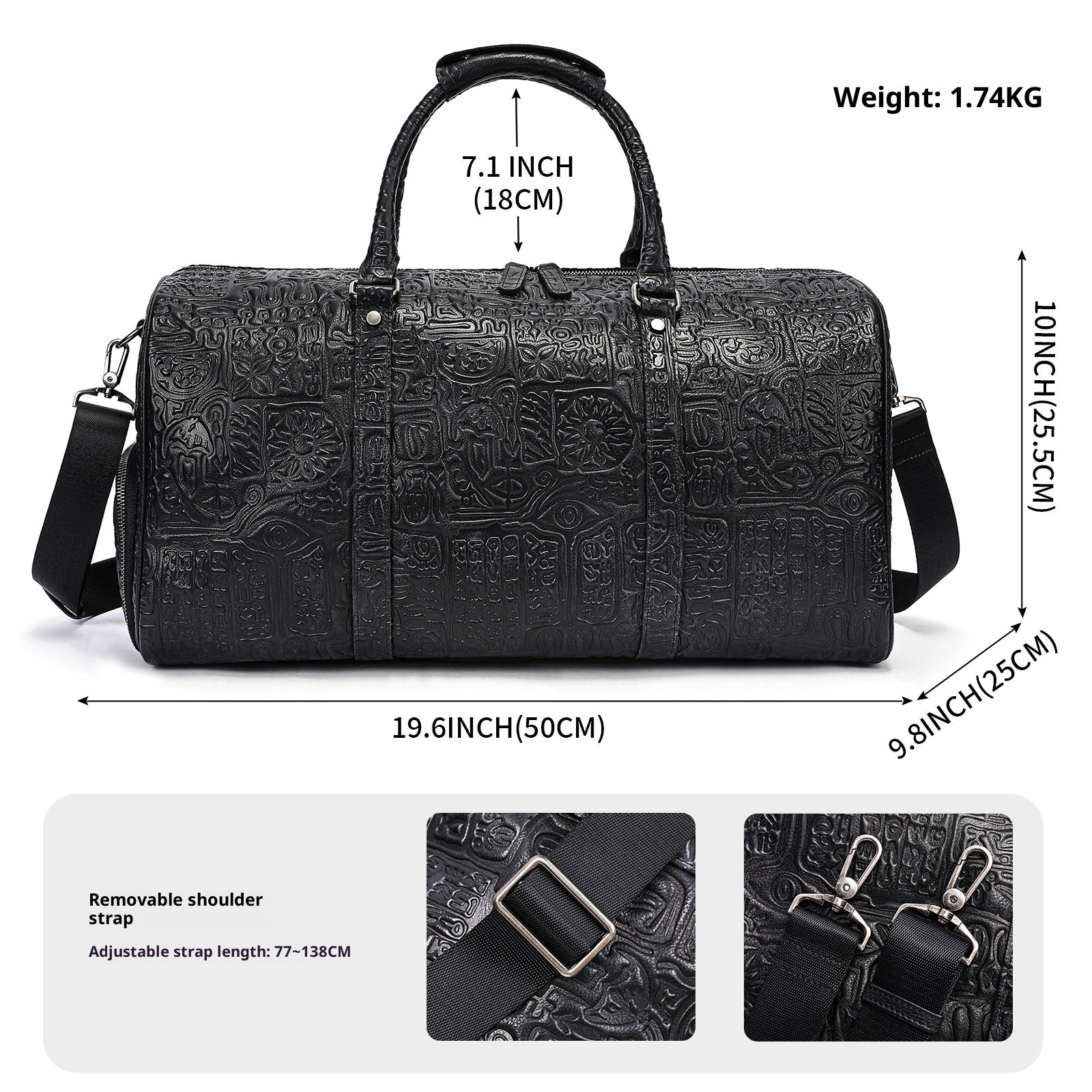 Men's Genuine Leather Retro Embossed Handbag – Elegant Vintage Shoulder Bag