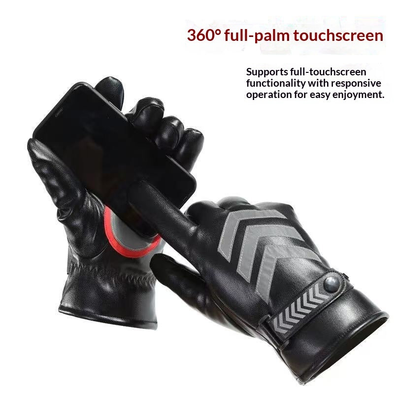 Winter Gloves Warm Non-Slip Reflective Fleece Outdoor