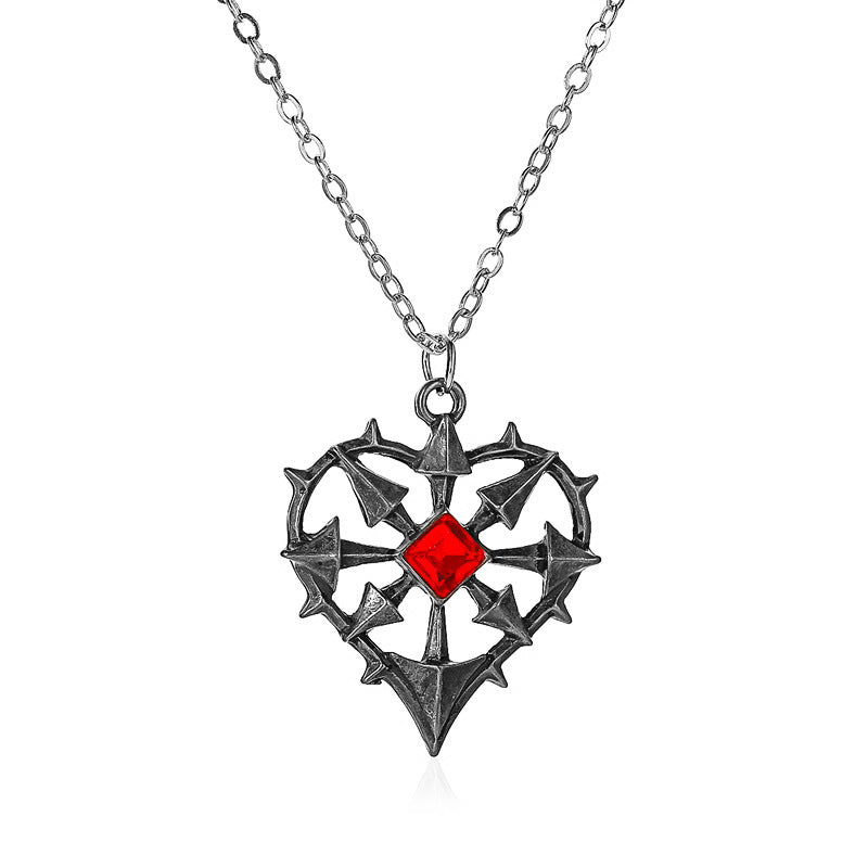 Gothic Ruby Heart Necklace – Mystical, Elegant & Expressive